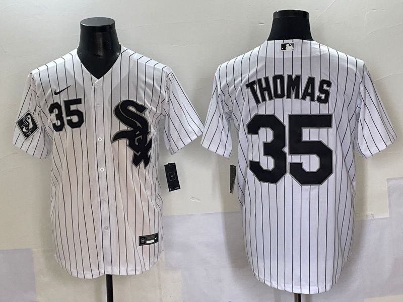 Men 2025 Chicago White Sox #35 Thomas White Stripe Game Nike MLB Jersey style 9